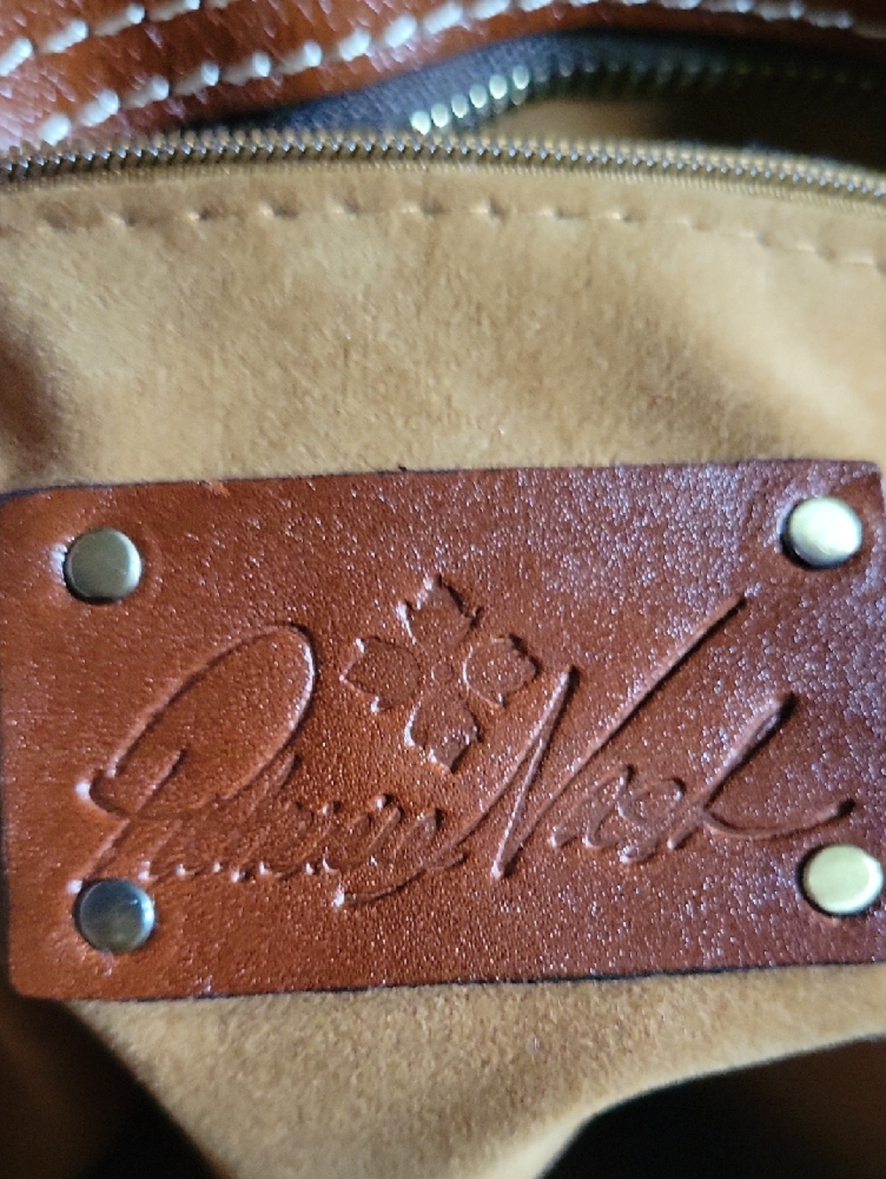 Patricia Nash Metallic Dip Dye Poppy Leather Tote Tan/Gold - Picture 7 of 16